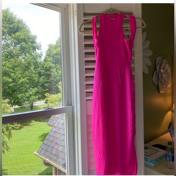 🩷 H:OURS HOT PINK MIDI DRESS - Picture 3 of 9